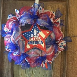 Handmade Patriotic God Bless America wreath